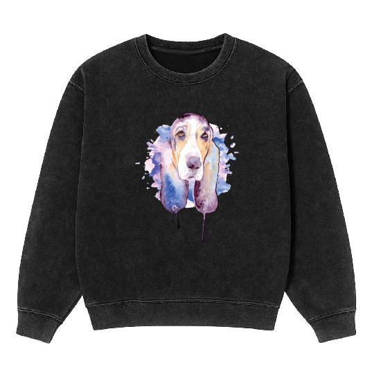 Basset Hound Watercolor Dog Lover Basset Hound Mineral Wash Sweatshirts