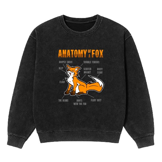 Anatomy Fox Furry Fursona Mineral Wash Sweatshirts