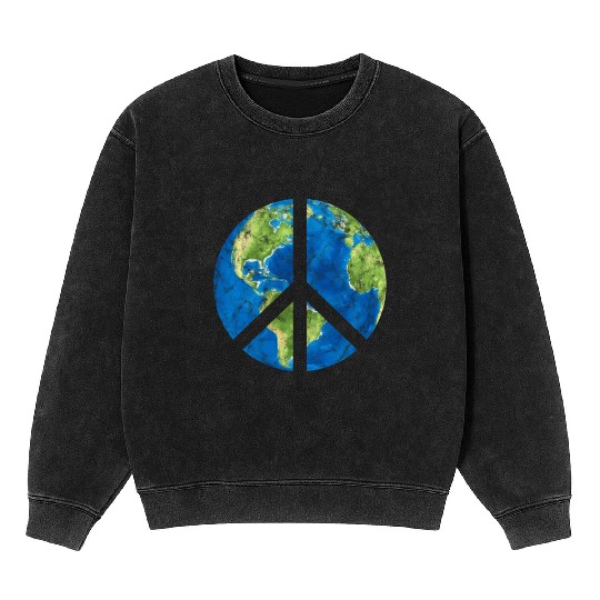 Peace On Earth World Peace Sign Mineral Wash Sweatshirts