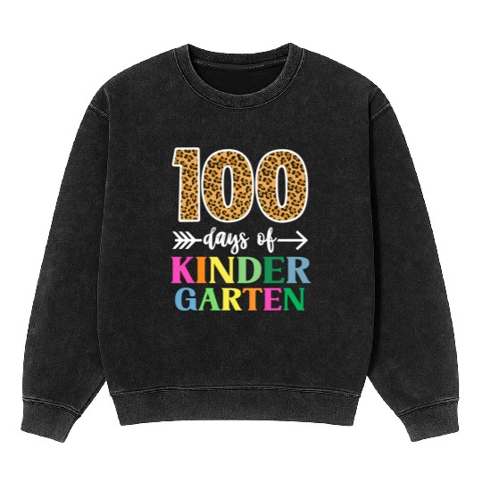 100 Days Of Kindergarten School Teacher Smarter Mineral Wash Sweatshirts