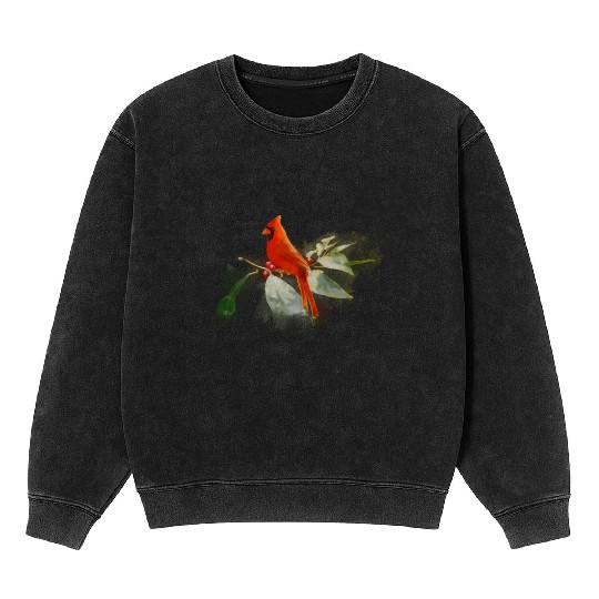 Wild Red Cardinal Bird Mineral Wash Sweatshirts