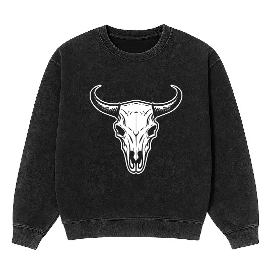 Cow Skull Boho Mineral Wash Sweatshirts