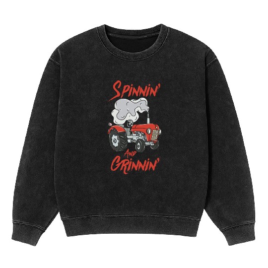 Tractor Pulling Farmer Mineral Wash Sweatshirts
