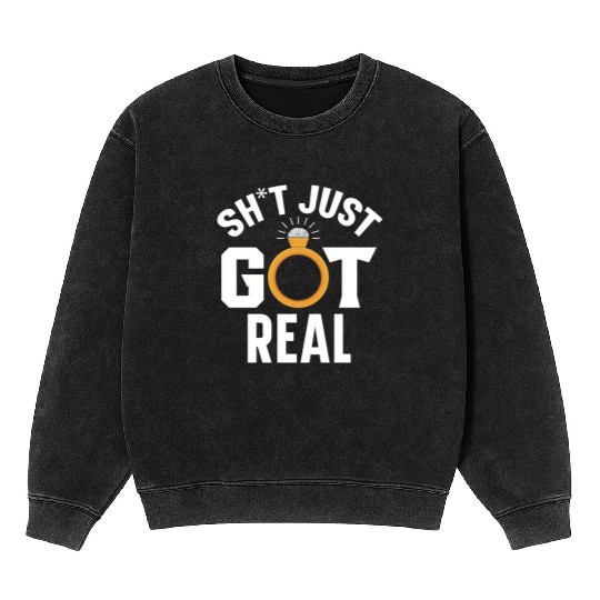 Bride And Groom Wedding Day Marriage Just Married Mineral Wash Sweatshirts