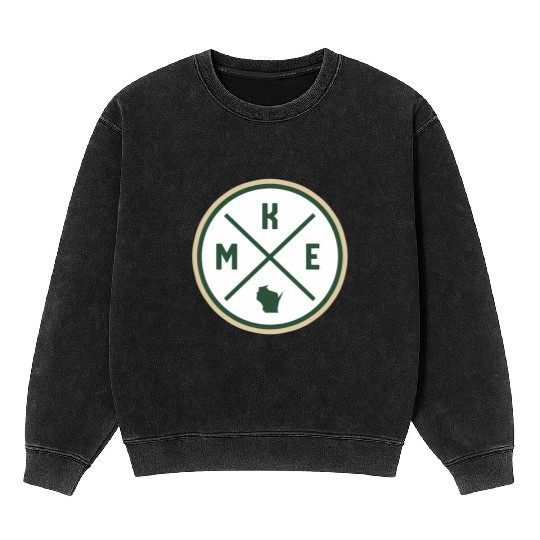 Milwaukee Circle Patch Green Mineral Wash Sweatshirts