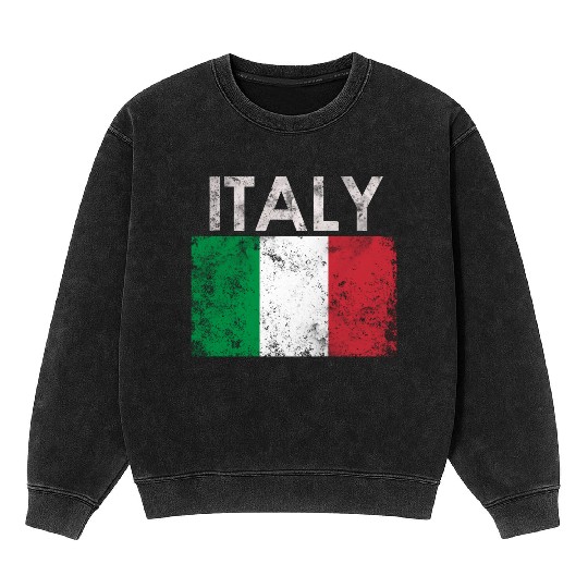 Italian Italy Flag Pride Mineral Wash Sweatshirts