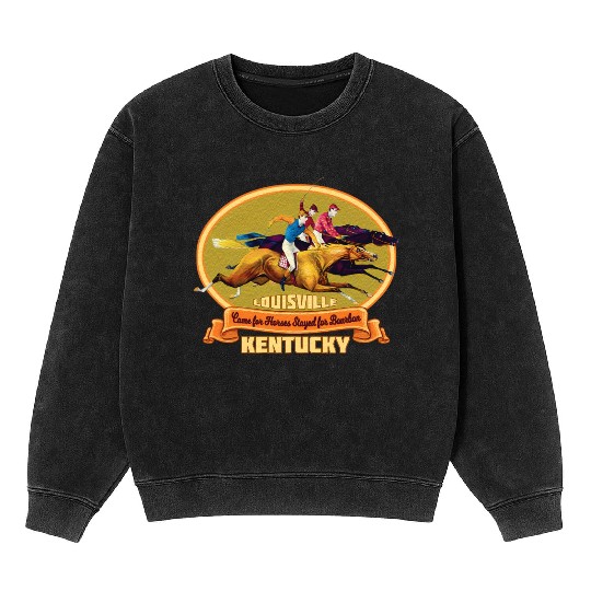 Louisville Kentucky Horse Racing Bourbon Derby Mineral Wash Sweatshirts