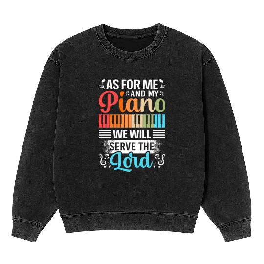 Funny Keyboard Piano Music Lover Musician Pianist Mineral Wash Sweatshirts