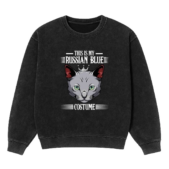 This Is My Russian Blue Costume Funny Cat Lover Mineral Wash Sweatshirts