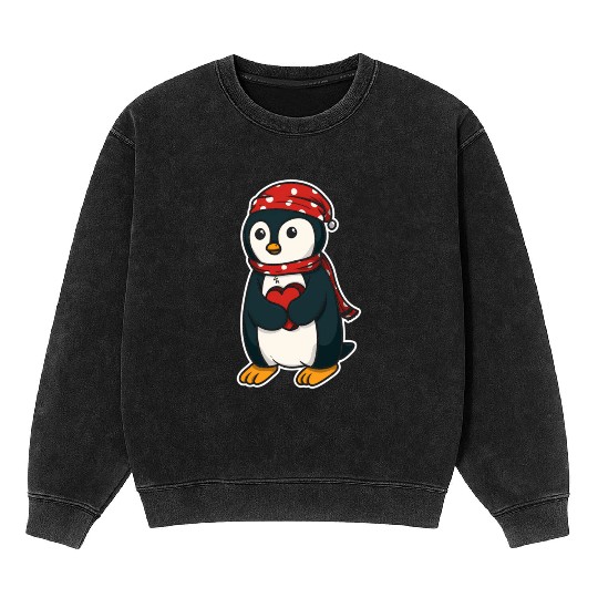 Penguin With Winter For A e Py Mineral Wash Sweatshirts