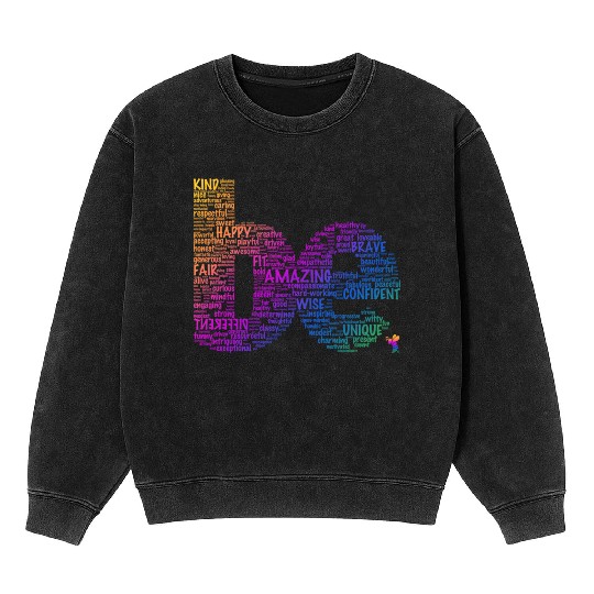 Inring Positive Word Be Colorful Letter Mineral Wash Sweatshirts