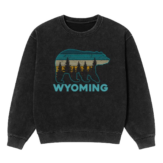 Wyoming Grizzly Bear Nature Hiking Mineral Wash Sweatshirts