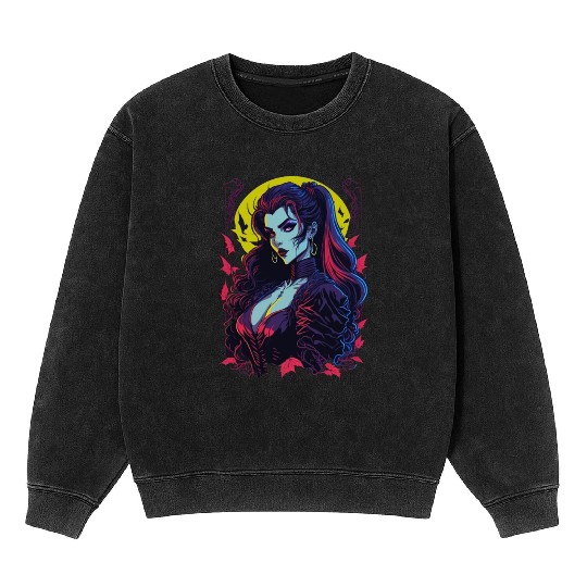 Vampire Girl Mineral Wash Sweatshirts