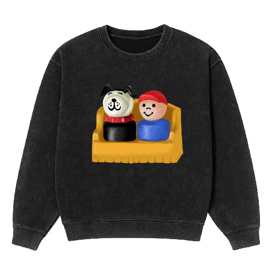 Little People Boy And His Dog Painting Mineral Wash Sweatshirts