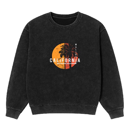 Malibu California Cool Palm Tree Native Mineral Wash Sweatshirts