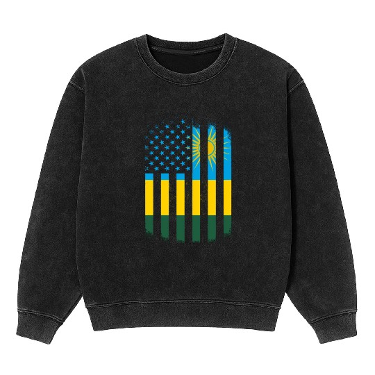 Rwanda And America Flag Rwandan American Flag Mineral Wash Sweatshirts