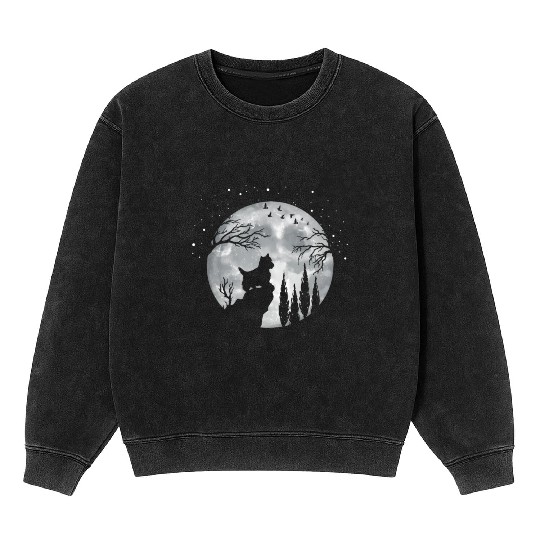 Yorhire Terrier Full Moon At Night Pet Mineral Wash Sweatshirts