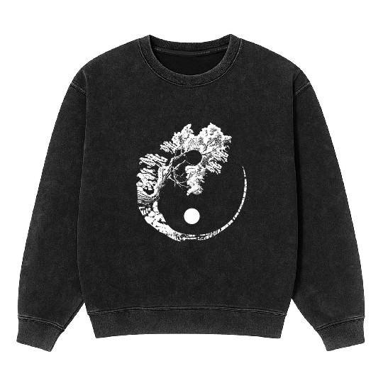 Bonsai Tree Print Zen rit Yin Yang Japanese Mineral Wash Sweatshirts