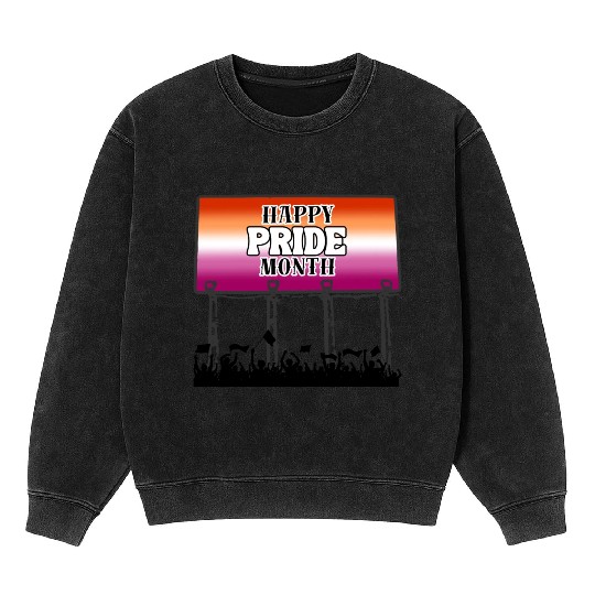 LGBTQ Happy Pride Month, Bigbord with Lesbian Flag Mineral Wash Sweatshirts