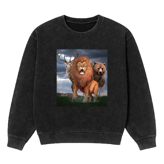 Wild animals art Mineral Wash Sweatshirts