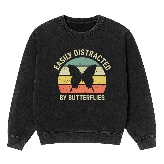 Butterflies Nature Pretty Summer Mineral Wash Sweatshirts