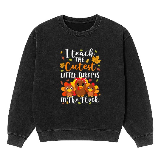 Funny Thanksgiving Prek Kindergarten Teacher Mineral Wash Sweatshirts