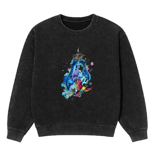 Bird In Lightbulb Mineral Wash Sweatshirts