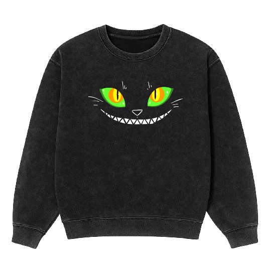 Creepy Cat Face Mineral Wash Sweatshirts