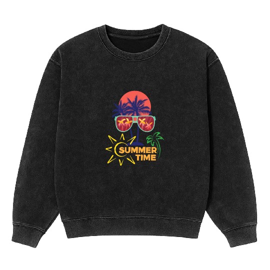 black colorful summer time Mineral Wash Sweatshirts