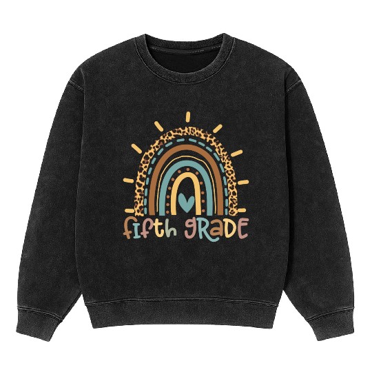 Fifth Grade Rainbow Girls Boys Teacher Team Mineral Wash Sweatshirts