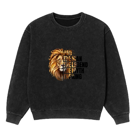 Dad the Man the Legend Leopard Lion Png Mineral Wash Sweatshirts