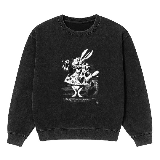 Easter Bunny Alice-In-Wonderland White Rabbit Mineral Wash Sweatshirts