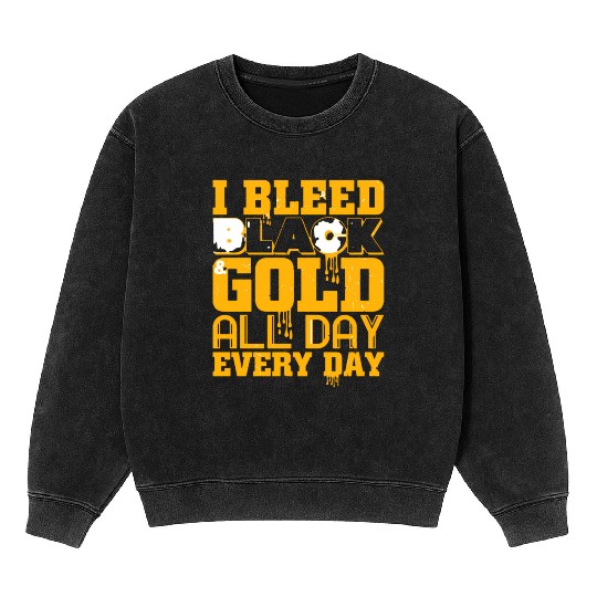 I Bleed Black And Gold Mineral Wash Sweatshirts