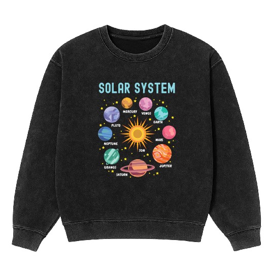 Solar System Planets Science Mineral Wash Sweatshirts