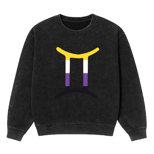 Non Binary Gemini Sign Non Binary Pride Mineral Wash Sweatshirts