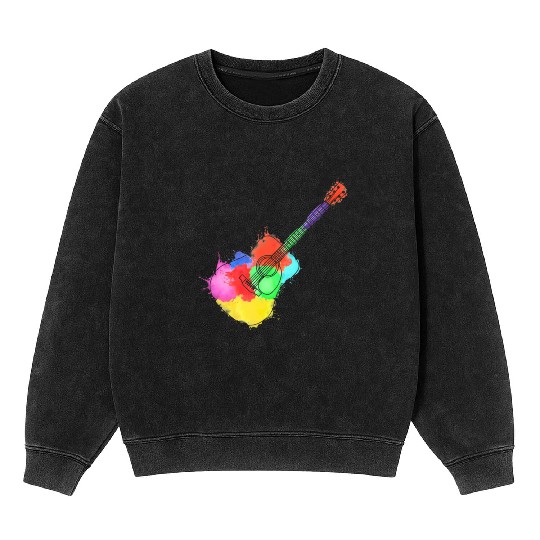 Guitar Player Musicians And Colorful Acoustics Mineral Wash Sweatshirts