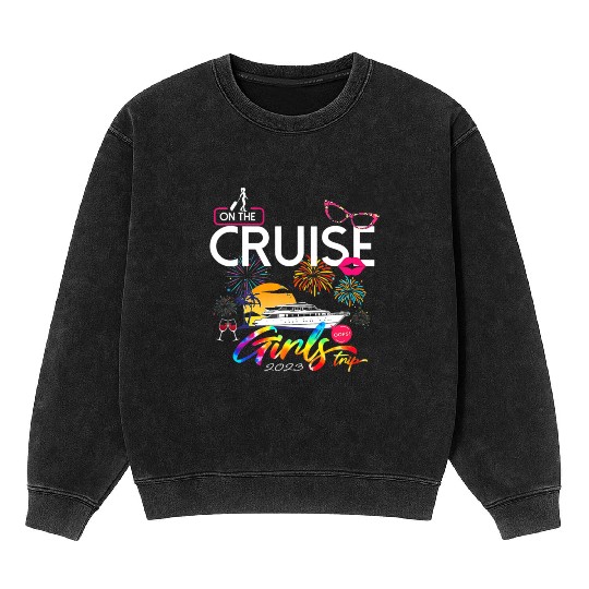 Funny Cruise Girls Trip 2023 Cruising Boat Mineral Wash Sweatshirts