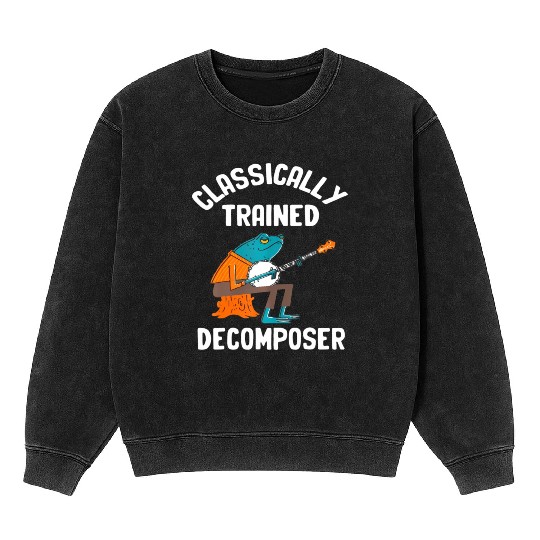 Classically Trained Decomposer Funny Frog Playing Mineral Wash Sweatshirts