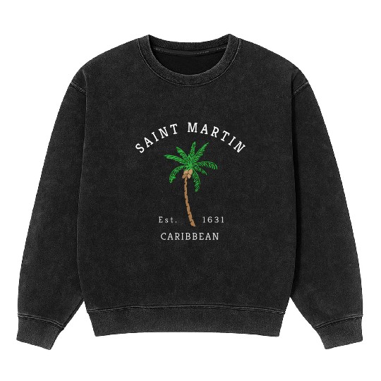 Saint Min Colorful Caribbean Palm Tree Retro Novel Mineral Wash Sweatshirts