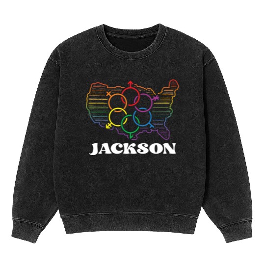 Jackson Pride Month Pride Flag LGBT Community LGBT Mineral Wash Sweatshirts