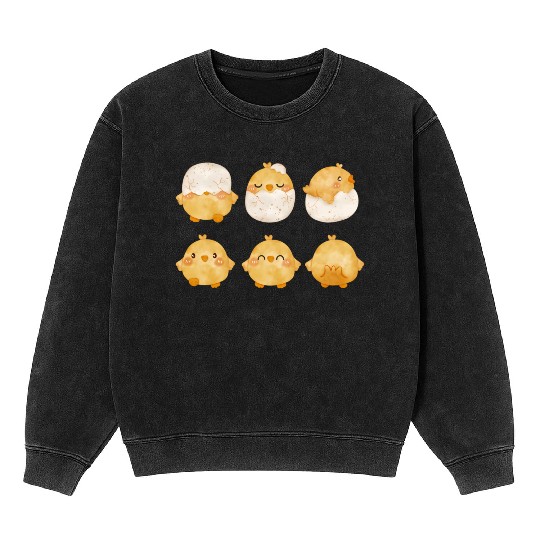 Baby Chic Ching From Eggs Little Chickens Mineral Wash Sweatshirts