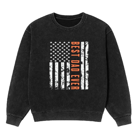 Best Dad Ever With US American Flag Mineral Wash Sweatshirts