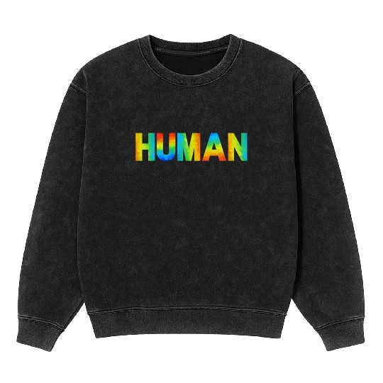 HUMAN LGBT Flag Gay Pride Month, Transgender Mineral Wash Sweatshirts