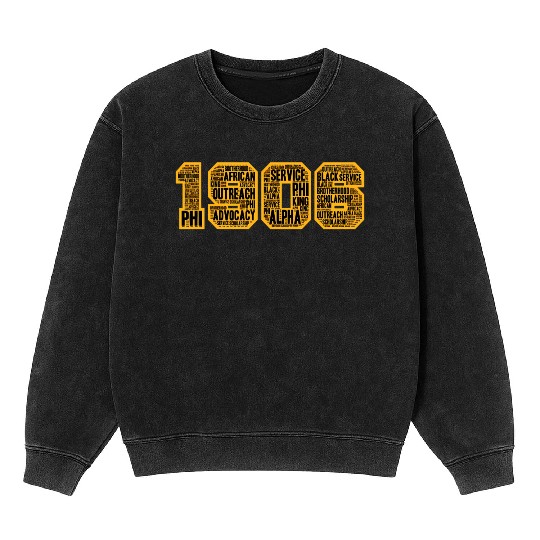 Mens Alpha African Fraternity Hand Sign 1906 Words Mineral Wash Sweatshirts