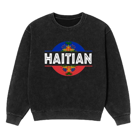 Haitian Flag Haiti Coat Of Arm Ayiti Day Pride Mineral Wash Sweatshirts