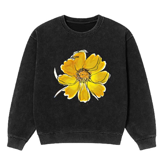 Radiant Yellow Blossom Flower Mineral Wash Sweatshirts
