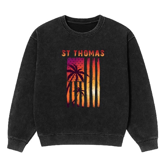 St Thomas Us Virgin Islands Patriotic Flag Mineral Wash Sweatshirts