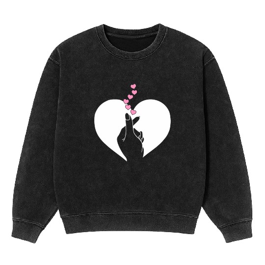 K-Pop Heart Korean Pop Music Fan K-Drama Cute Mineral Wash Sweatshirts