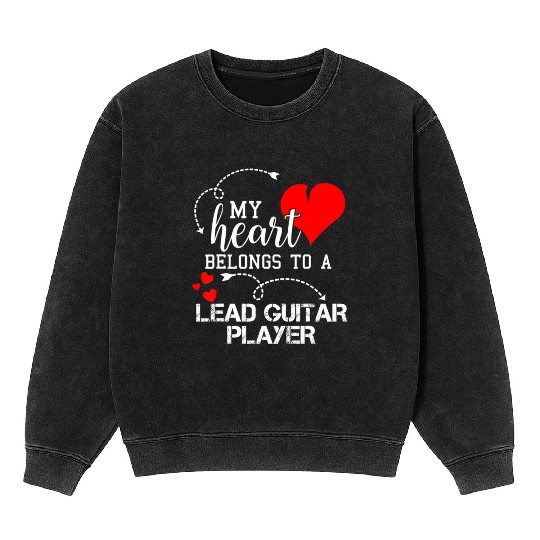I Love My Lead Guitar Player Husband Wife Mineral Wash Sweatshirts