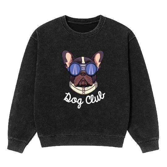 Frenchie Dog Club Pilot Dog Lover Frenchie Mineral Wash Sweatshirts